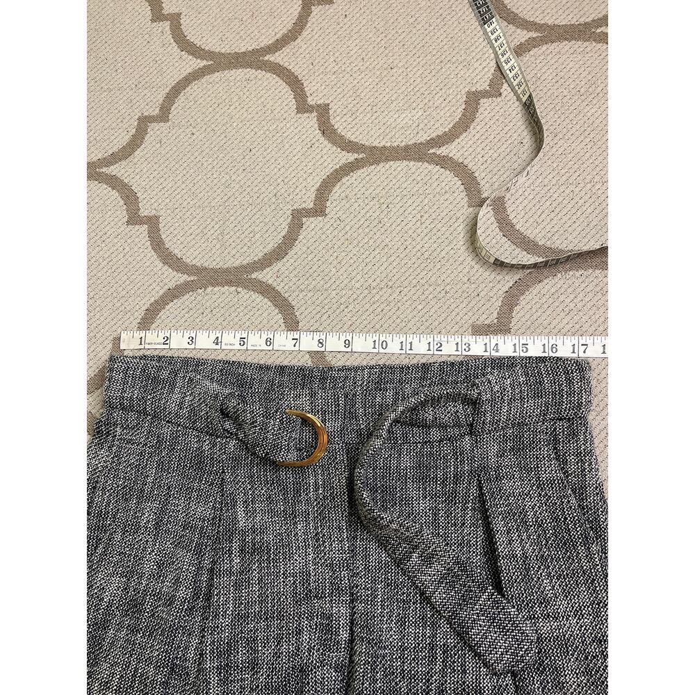 Porsche Design pleated cuffed belt cropped tweed black/white pants,size 38/US 6 - Picture 5 of 16